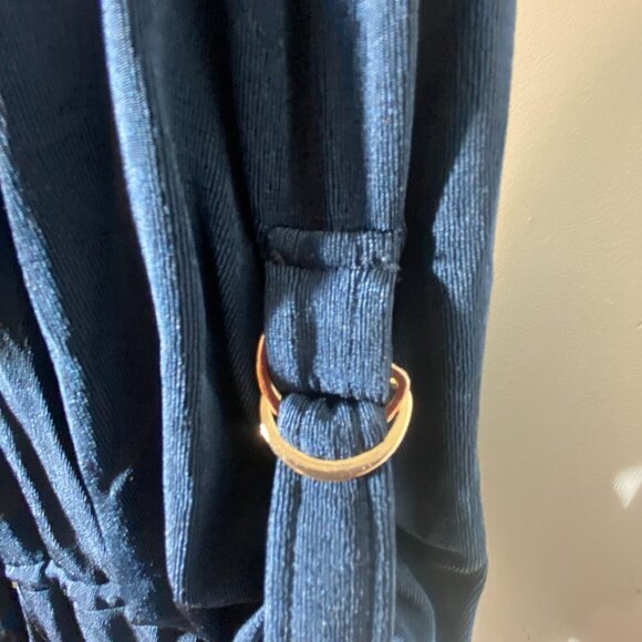 Chico's Navy Open Front Cardigan with drawstring Size 3 - Picture 5 of 7